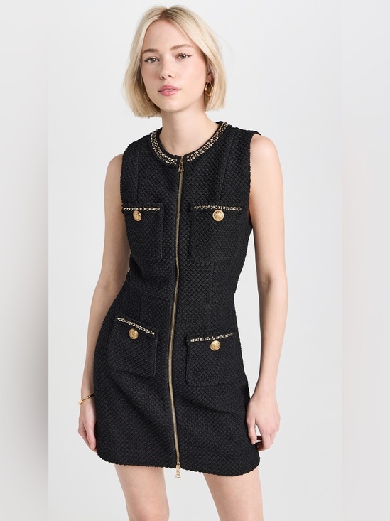 Alice + Olivia Dresses & Skirts - ALICE + OLIVIA Lachlan Zip Front Tweed Pockets Mini Black Mini Dress EUC Size 4